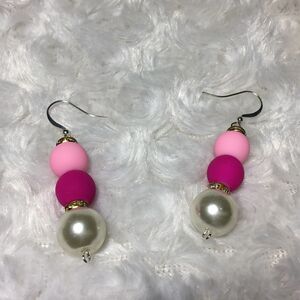 Matte Cotton Candy Fuschia Dangle Earrings
